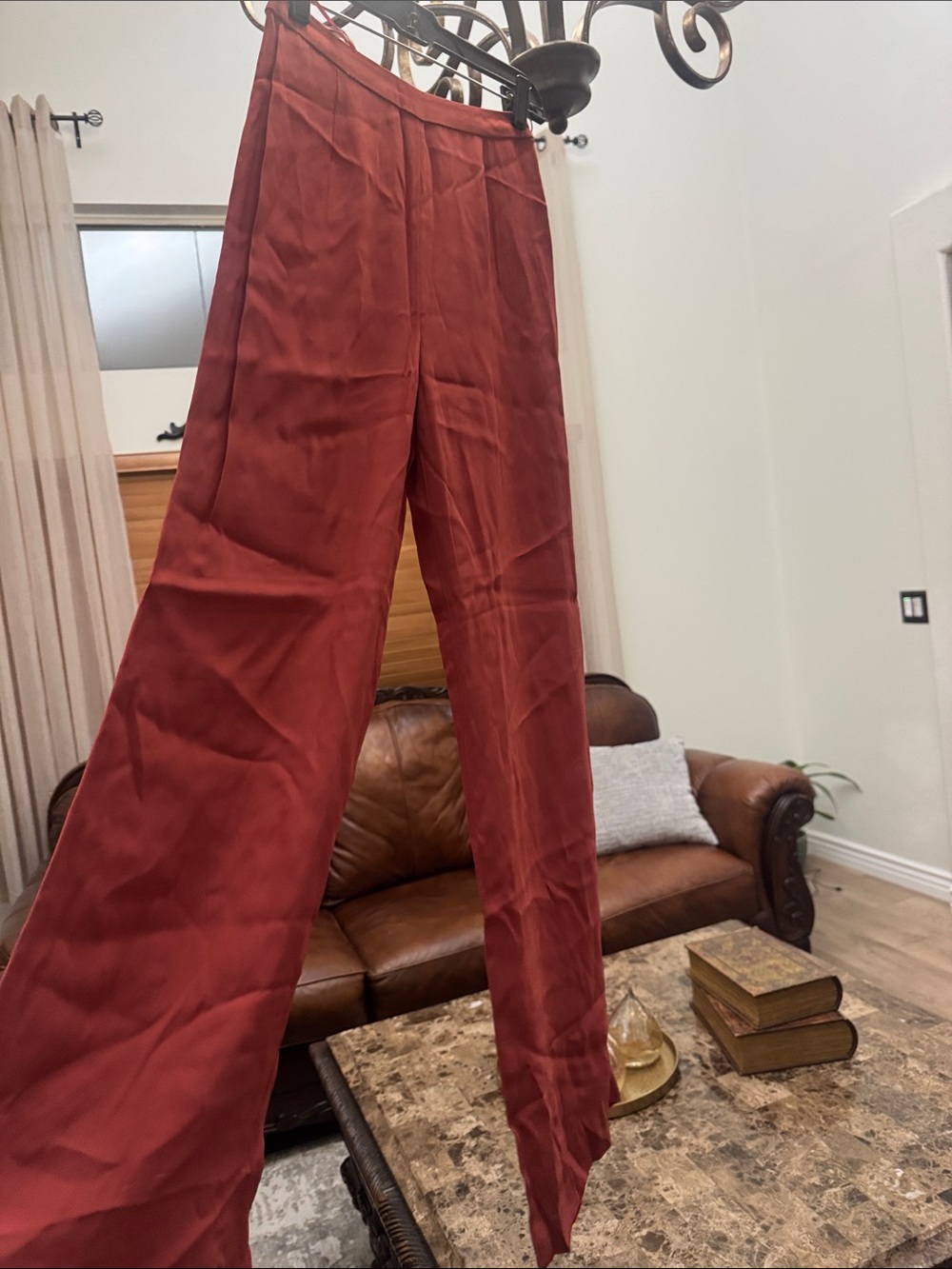 C/MEO Collective Wide-Leg High-Rise Pants in Brick Red